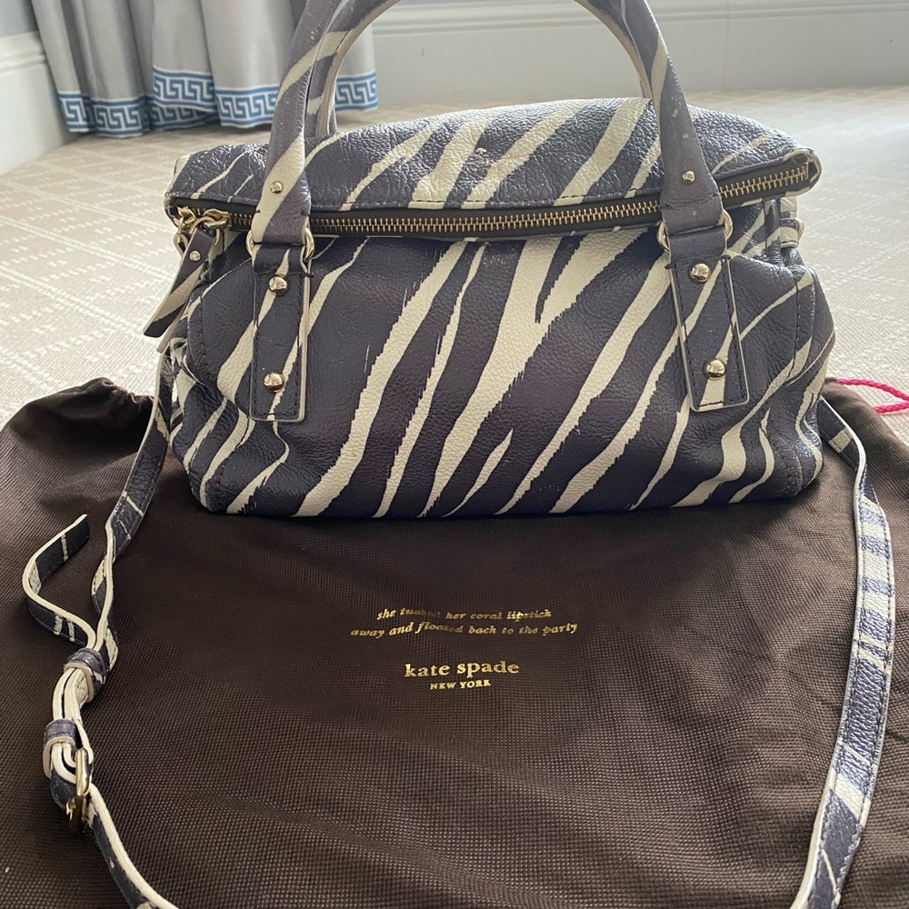 Kate Spade Zebra Print Cobble Hill Leslie Satchel